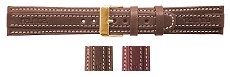 Leather - Nautica Brown or Burgundy Padded Leather Watch Strap with White Stitching  (20mm)