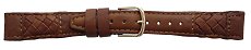 Timex Brown Leather Watch Strap with Woven Detail (16mm)