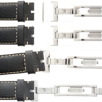 Leather Watch Strap with one end of Deployment Clasp connected
